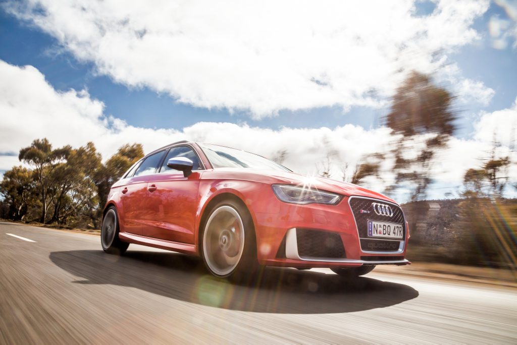 CAPABLE AND QUICK: Audi has launched the most powerful compact hot hatch in Australia, the RS3 Sportback. CAPABLE AND QUICK: Audi has launched the most powerful compact hot hatch in Australia, the RS3 Sportback.